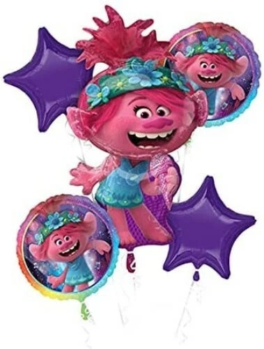 Ramo de globos de aluminio Anagram Trolls World Tour 5 piezas Foto 1 de 1