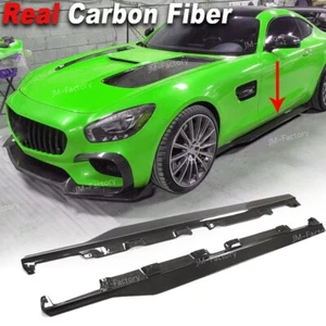 For Mercedes-Benz AMG GT GTS Coupe 2015-18 Real Carbon Side Skirts Extension Lip - Foto 1 di 13