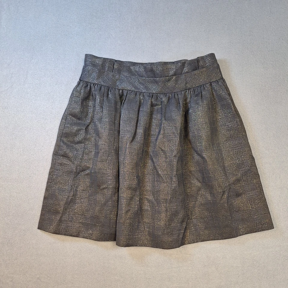 Falda Cremieux Línea A Ligera Elastizada Sólida Metálica Negra Para Mujer Talla 10 Foto 1 de 4