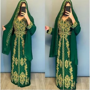 New jacket Islamic Moroccan Dubai wedding kaftan party Wear dress MS 709 - Picture 1 of 4