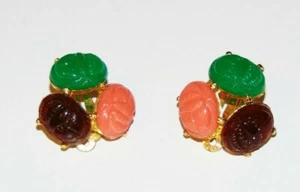 Pendientes con clip para escarabajo en tono dorado colorido de colección - Pat no. 156452 - Imagen 1 de 2