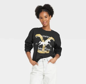 Yellowstone Dutton Ranch Women's Cropped Black Crewneck Sweatshirt Size Small - Picture 1 of 9