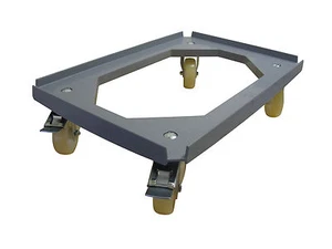 Transportroller / Kistenroller 600x400mm grau mit 4x Weich PU Rädern 2x Festst. - Bild 1 von 7