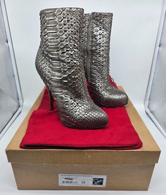 Christian Louboutin Feticha Botín 120 Pitón Metal Botines Talla 38 Usados Foto 1 de 4