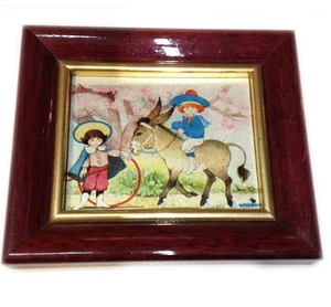 QUADRO QUADRETTO LASTRA ARGENTO 800 DIPINTO A MANO BAMBINI PICTURE SILVER NUOVO - Bild 1 von 1