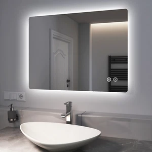 EMKE Bluetooth Bathroom LED Mirror With Shaver Socket Backlit Light 800 x 600 mm - Picture 1 of 12