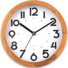 Small Wall Clock, 8 Inch Silent Retro Wooden 8 Inch, White - Wood Frame 