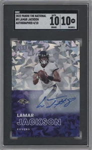 2022 Panini National Lamar Jackson Cracked Ice Auto /10 - Picture 1 of 2