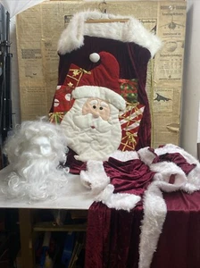 Santa super deluxe Old-Time costume Cape With Ginormous Santa Sack Velvet - Picture 1 of 11