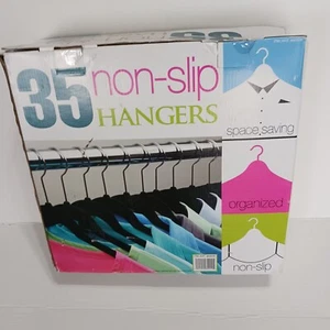 35 Velvet Non Slip Hangers Black Clothes Hanging Suit Shirts Organizer Space New - Picture 1 of 2
