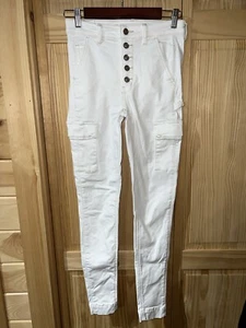 AMERICAN EAGLE Super Hi-Rise Jegging White Button Fly Size 2 LONG - Picture 1 of 15