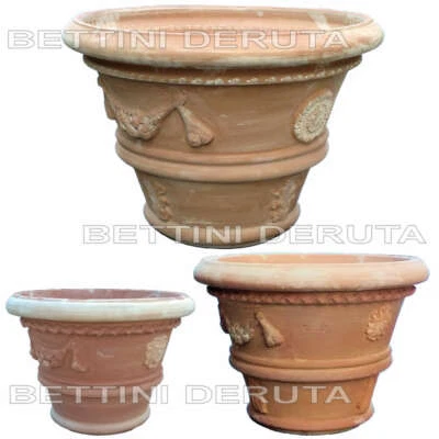 BETTINI DERUTA Vaso Fioriera in Terracotta Toscano Umbro decorato Piante Agrumi Resistente Gelo
