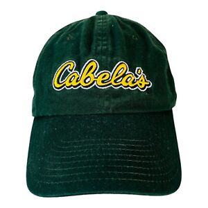Vintage Cabelas Green & Yellow Script Logo Adjustable Strapback Dad Hat