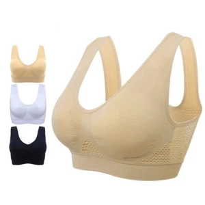 Wireless Bra Air Permeable Cooling Summer Sport Yoga Comfortable Elastic Fabric - Picture 1 of 29