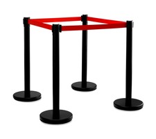 4x SET STAGECAPTAIN PLS-200B ABSPERRSTÄNDER LEITSYSTEM ABSPERRBAND SCHWARZ HOTEL