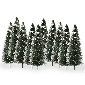 Modelo de pinos nevados de 10 piezas 1:50 pinos verdes para diseño ferroviario a escala O 12,5 cm - Imagen 1 de 6