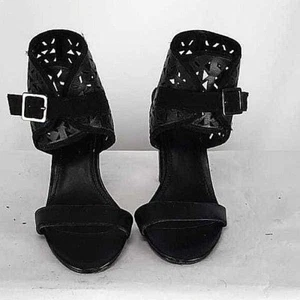 Pre-owned Charles David women's black opened toed leather heel U.S size 8.5  - Picture 1 of 12
