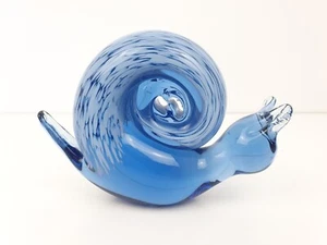Fermacarte vintage Wedgwood in vetro screziato blu e bianco con lumaca - Foto 1 di 9