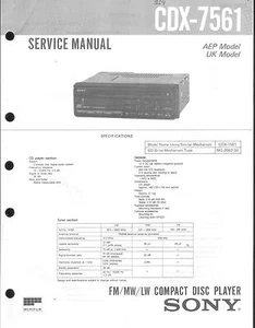 Manual de servicio original Sony para CAR CDX-7561  - Imagen 1 de 1
