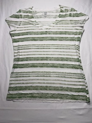 Camisa Route 66 Original Clothing Co. blanca con rayas verdes para mujer talla XL Foto 1 de 4