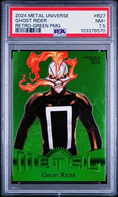 2024 MARVEL METAL GHOST RIDER PMG Precious Gems RETRO Green 01/10 ALPHA PSA 7 🔥 - Image 1 of 2