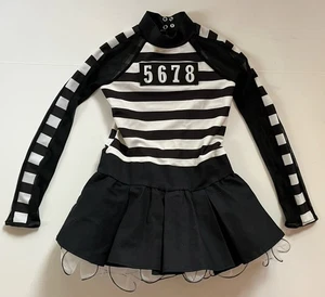 Jailhouse Rock schwarz weiß Tanzkostüm MC Gr. Kind Medium Weissman Jailbird - Bild 1 von 7