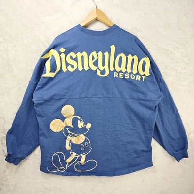 Disney Spirit Jersey XL Blue Iridescent Gold Mickey Mouse Puff Letters Shirt - Image 1 of 4