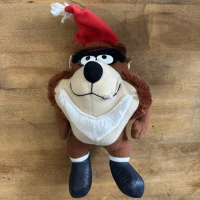 Peluche vintage Looney Tunes 1992 “Diablo de Tasmania” con sombrero de Santa (8 pulgadas) Foto 1 de 2