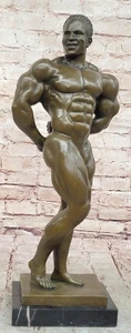 Bronze Abstrakte Muskel Modern Kunst Akt Mann Marmor Basis Skulptur Signiert - Bild 1 von 10