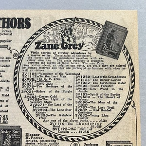 1931 ZANE GREY Western EDGAR RICE BURROUGHS Tarzan BOOKS Sears Catalog PRINT AD - Picture 1 of 8