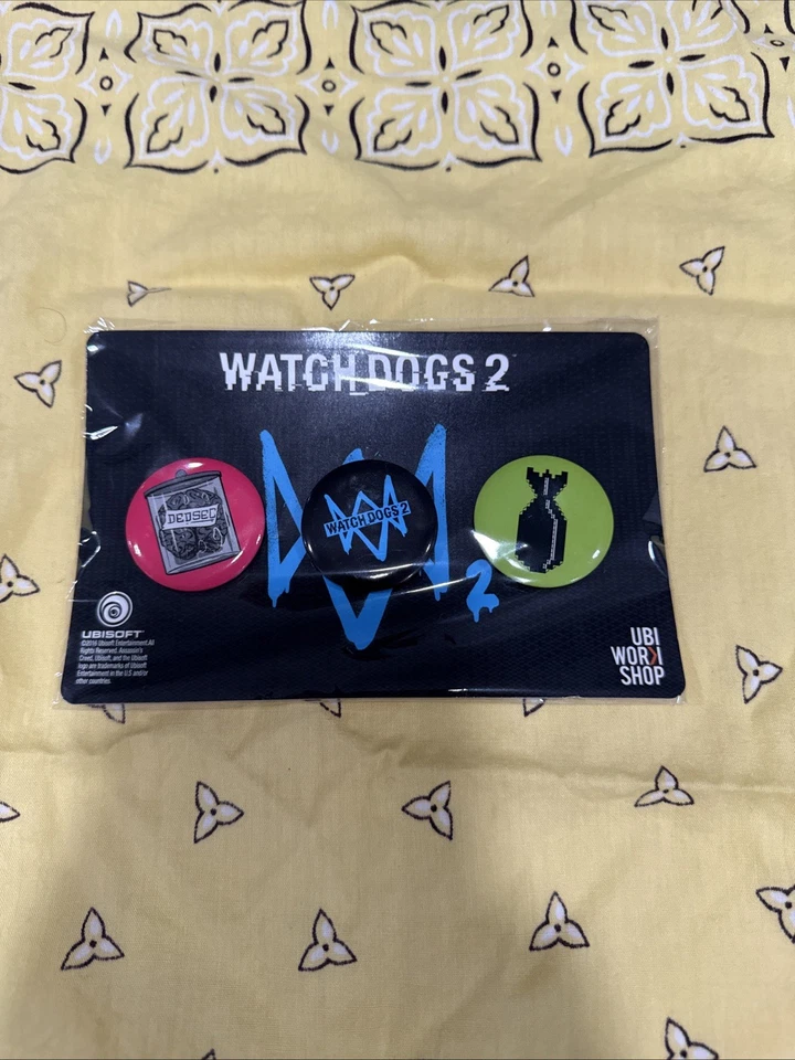 New 2016 Limited Edition Watch Dogs 2 3 Pin Set Promo GameStop Exclusive Ubisoft - Image 1 of 4