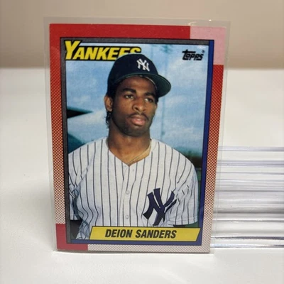 1990 Topps #61 Deion Sanders novato New York Yankees Prime Time Foto 1 de 2