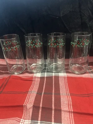 Juego de 4 vasos vintage Corelle WINTER HOLLY 16 oz. 1995 Foto 1 de 4