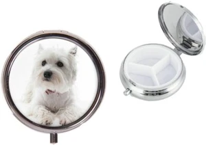 Westie Dog Metal Round Travel Pill Box Vacation Birthday Gift X33 - Picture 1 of 1