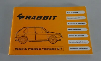 Manual De Propriétaire VW Golf 1/ I Conejo Ee.uu./Canadá 1977 Modelo '08/1976 - Imagen 1 de 2