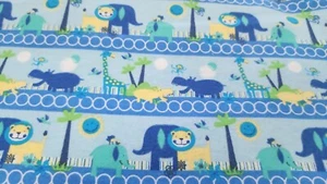 Jungle Animals Flannel Baby Animals Cotton Border Stripe Mook BY the Yard - Picture 1 of 2