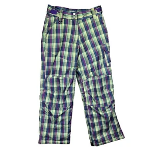 Sunice Girls Snow Ski Pants Size 10 Plaid Green Purple Gorpcore Outdoors Utility - Picture 1 of 7