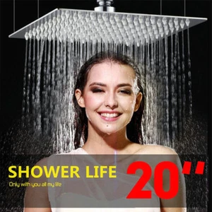 Grifo cuadrado de acero inoxidable de 20"" para baño con cabezal de ducha de lluvia montaje en techo - Imagen 1 de 6