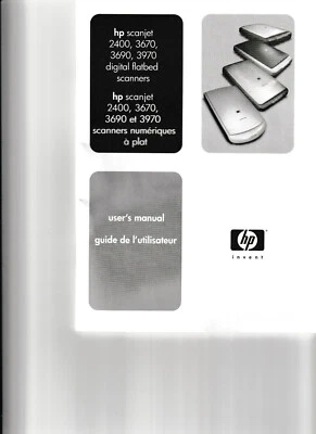 HP Scanjet 2400, 3670, 3690, 3970 Digital Flatbed Scanner User's Manual + Setup - Image 1 of 2