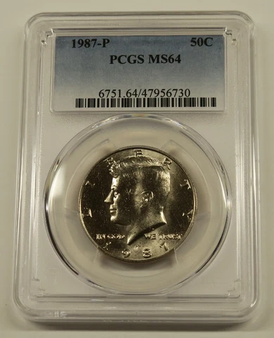 1987 P Kennedy Half Dollar PCGS MS64 Free Shipping Cover