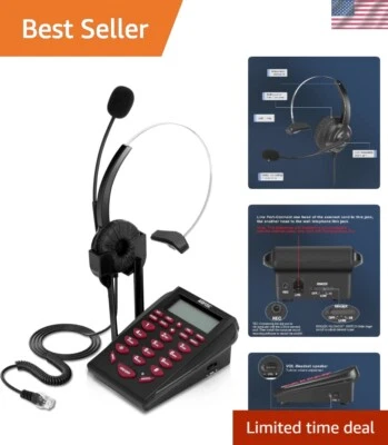 Teléfono empresarial compacto con cable con auriculares y teclado de marcación - Cancelación de ruido Foto 1 de 4