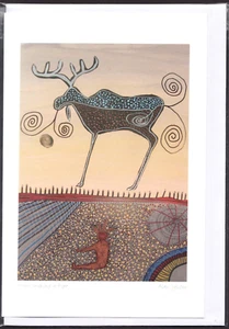 MAN SMOKING A PIPE - by Mi'kmaq artist Alan Syliboy - New 6" x 9" Art Card - Picture 1 of 1