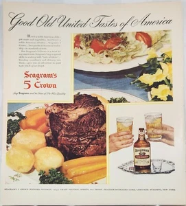 1946 Seagramme 5 Crown Vintage Ad good old united taste of America - Bild 1 von 1