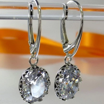 A558 Ohrringe filigrane Spitze 925 Sterling Silber mit Kristallsteine Jugendstil - Bild 1 von 4