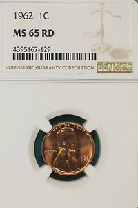 1962-P NGC MS65 RED Lincoln Memorial Cent!! #B3754 - Picture 1 of 2