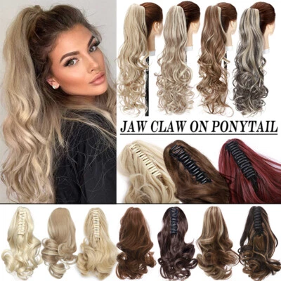 DE Klammer on Pferdeschwanz Zopf Haarteil Lang Haarverlängerung Echt Natürlich - Bild 1 von 4