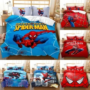 Spider Man Quilt Duvet Cover Bedding Set Kids Pillowcase Single Double Bedding - Picture 1 of 21