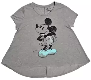 NWOT Disney Mickey Mouse XL (15-17) Drop Tail (Longer Back) Gray T-Shirt - Picture 1 of 12
