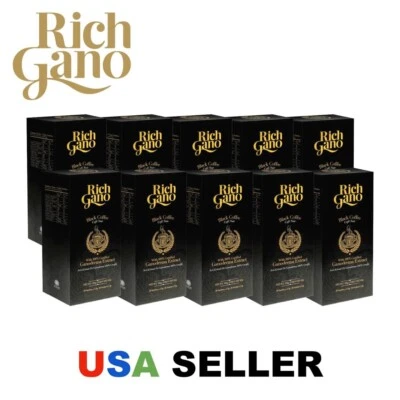 10 Boxes RICH GANO Gold Black Coffee Premium Gourmet Ganoderma Mushroom 100% - Image 1 of 4
