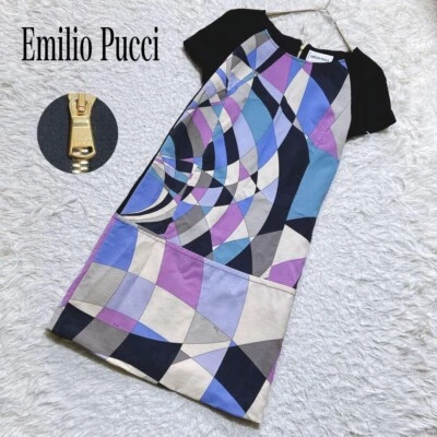 Emilio Pucci cut and sew dress, short sleeves, all-over print Used item F/S - Image 1 of 4